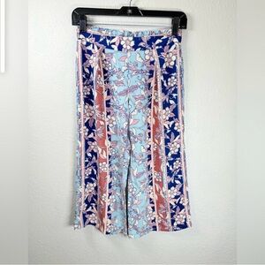 BeBop Floral Stripe Wide-Leg Pants in Light Blue, Navy & Pink